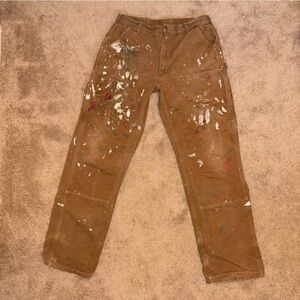 Carhartt Double Front Duck Brown Work Pants, 36 x 36, Authentically Distressed